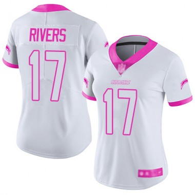 Los Angeles Chargers NFL Football Philip Rivers White Pink Jersey Women Limited  #17 Rush Fashion->youth nfl jersey->Youth Jersey